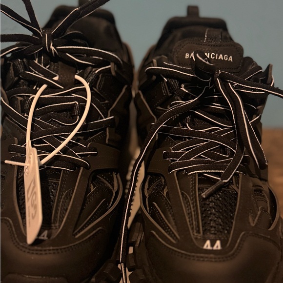 Balenciaga Men's Black and White Sneakers